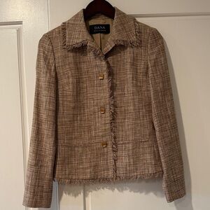 100% Silk Brown Tweed Blazer by Dana Buchman